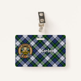 Clan Gordon Crest over Dress Tartan Badge