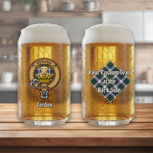 Clan Gordon Crest over Dress Tartan Can Glass