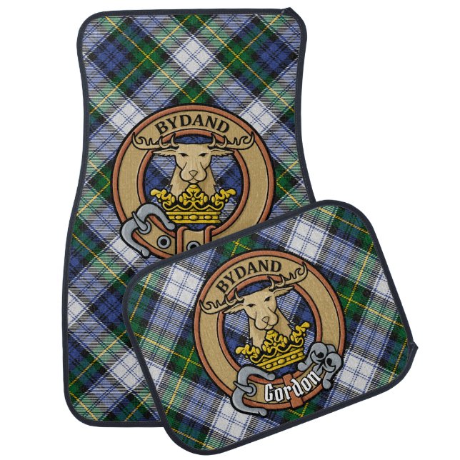 Clan Gordon Crest over Dress Tartan Car Floor Mat (Set)