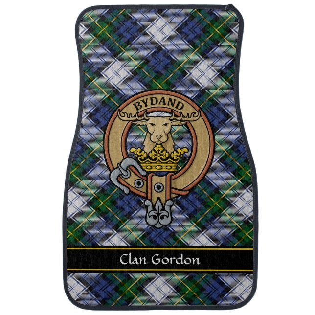 Clan Gordon Crest over Dress Tartan Car Floor Mat (Front)