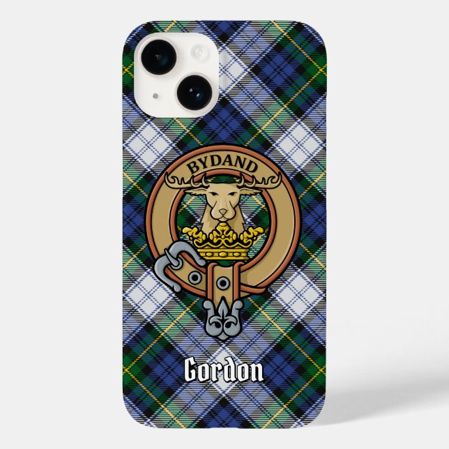 Clan Gordon Crest over Dress Tartan Case-Mate iPhone Case (Back)