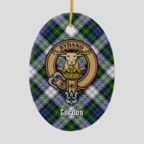 Clan Gordon Crest over Dress Tartan Ceramic Ornament