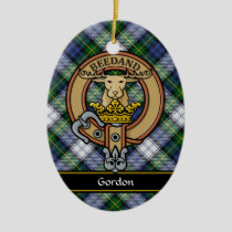Clan Gordon Crest over Dress Tartan Ceramic Ornament