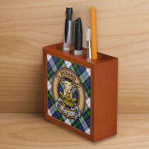 Clan Gordon Crest over Dress Tartan Desk Organizer