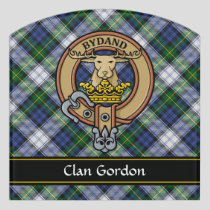 Clan Gordon Crest over Dress Tartan Door Sign