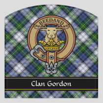 Clan Gordon Crest over Dress Tartan Door Sign