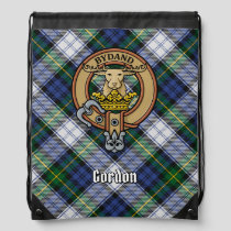 Clan Gordon Crest over Dress Tartan Drawstring Bag