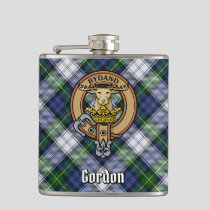 Clan Gordon Crest over Dress Tartan Flask