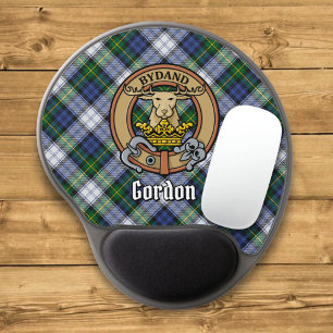 Clan Gordon Crest over Dress Tartan Gel Mouse Pad