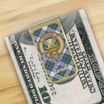 Clan Gordon Crest over Dress Tartan Gold Finish Money Clip
