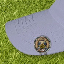 Clan Gordon Crest over Dress Tartan Golf Hat Clip