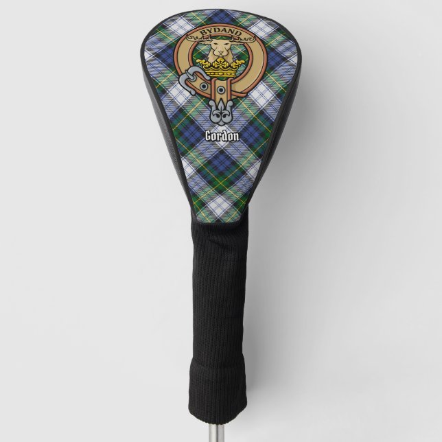 Clan Gordon Crest over Dress Tartan Golf Head Cover (Front)