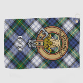 Clan Gordon Crest over Dress Tartan Golf Towel (Horizontal)