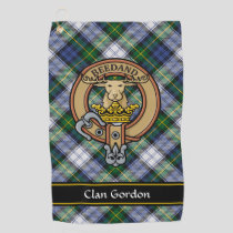 Clan Gordon Crest over Dress Tartan Golf Towel