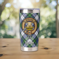 Clan Gordon Crest over Dress Tartan Insulated Tumbler