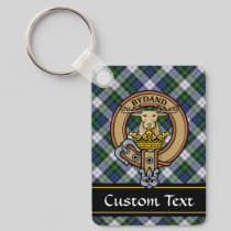 Clan Gordon Crest over Dress Tartan Keychain