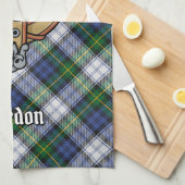 Clan Gordon Crest over Dress Tartan Kitchen Towel (Quarter Fold)