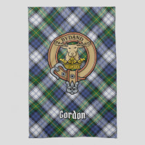 Clan Gordon Crest over Dress Tartan Kitchen Towel