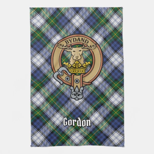 Clan Gordon Crest over Dress Tartan Kitchen Towel