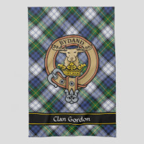 Clan Gordon Crest over Dress Tartan Kitchen Towel