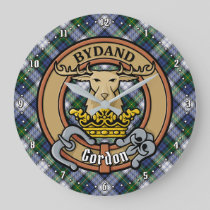 Clan Gordon Crest over Dress Tartan Large Clock