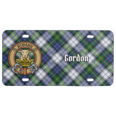 Clan Gordon Crest over Dress Tartan License Plate (Front)