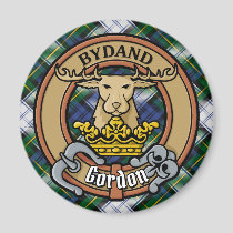 Clan Gordon Crest over Dress Tartan Magnet