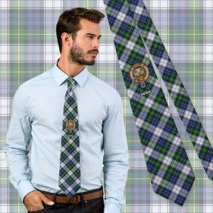 Clan Gordon Crest over Dress Tartan Neck Tie