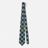 Clan Gordon Crest over Dress Tartan Neck Tie (Front)
