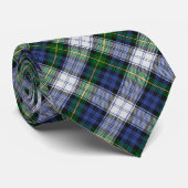 Clan Gordon Crest over Dress Tartan Neck Tie (Rolled)