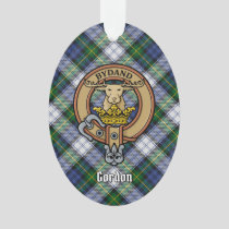 Clan Gordon Crest over Dress Tartan Ornament