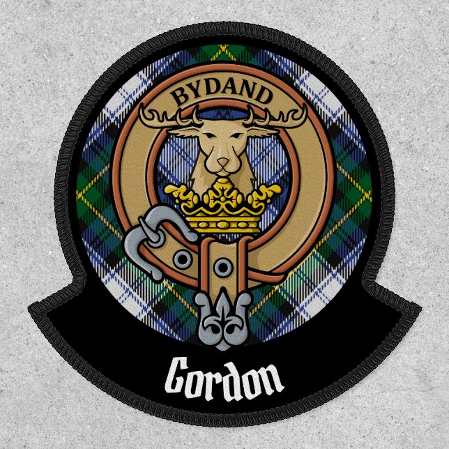 Clan Gordon Crest over Dress Tartan Patch (Front)