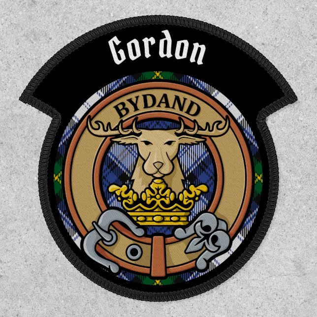 Clan Gordon Crest over Dress Tartan Patch (Front)