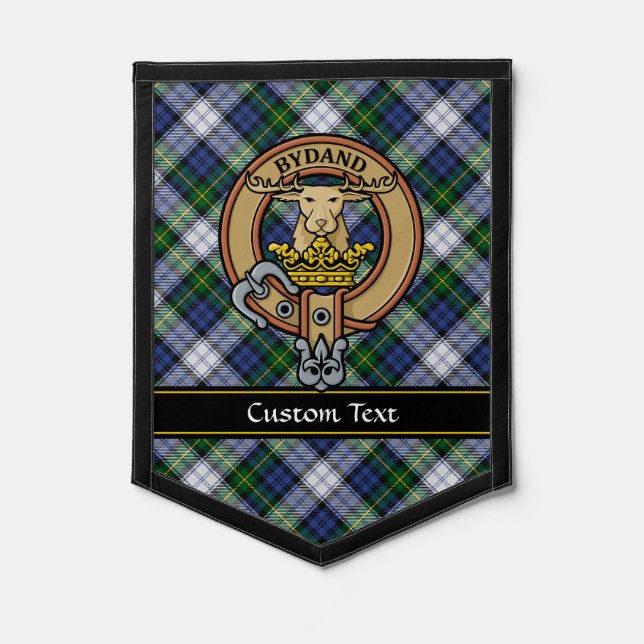 Clan Gordon Crest over Dress Tartan Pennant (Front)