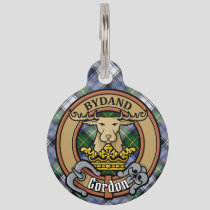 Clan Gordon Crest over Dress Tartan Pet ID Tag