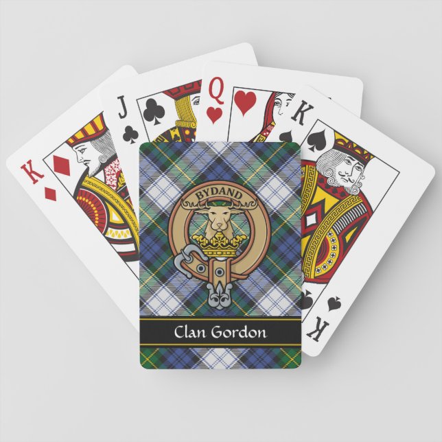 Clan Gordon Crest over Dress Tartan Playing Cards (Back)