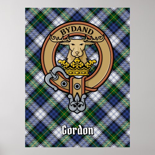 Clan Gordon Crest over Dress Tartan Poster