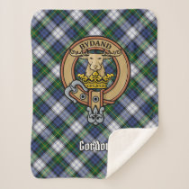 Clan Gordon Crest over Dress Tartan Sherpa Blanket