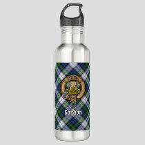 Clan Gordon Crest over Dress Tartan Stainless Steel Water Bottle