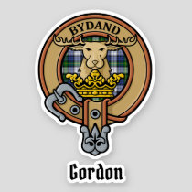 Clan Gordon Crest over Dress Tartan Sticker