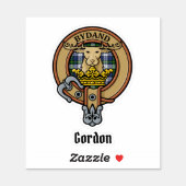 Clan Gordon Crest over Dress Tartan Sticker (Sheet)