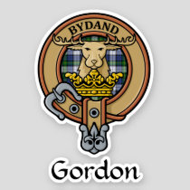 Clan Gordon Crest over Dress Tartan Sticker