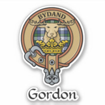 Clan Gordon Crest over Dress Tartan Sticker