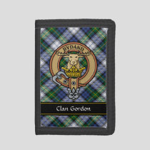 Clan Gordon Crest over Dress Tartan Trifold Wallet