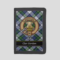 Clan Gordon Crest over Dress Tartan Trifold Wallet
