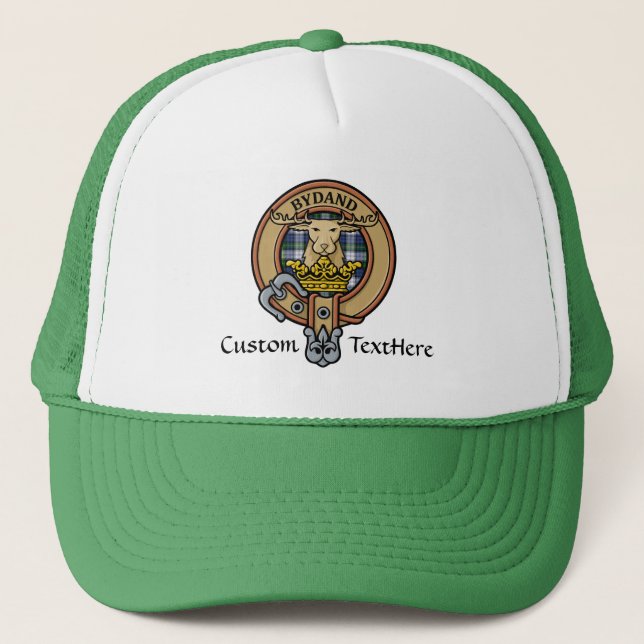 Clan Gordon Crest over Dress Tartan Trucker Hat (Front)