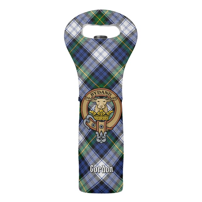 Clan Gordon Crest over Dress Tartan Wine Bag (Front)
