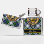 Clan Gordon Crest over Dress Tartan Zippo Lighter (Opened)