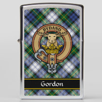 Clan Gordon Crest over Dress Tartan Zippo Lighter