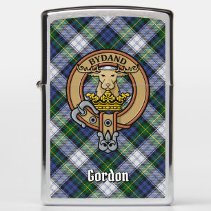 Clan Gordon Crest over Dress Tartan Zippo Lighter